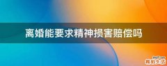 离婚能要求精神损害赔偿吗