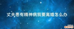 丈夫患有精神病我要离婚怎么办