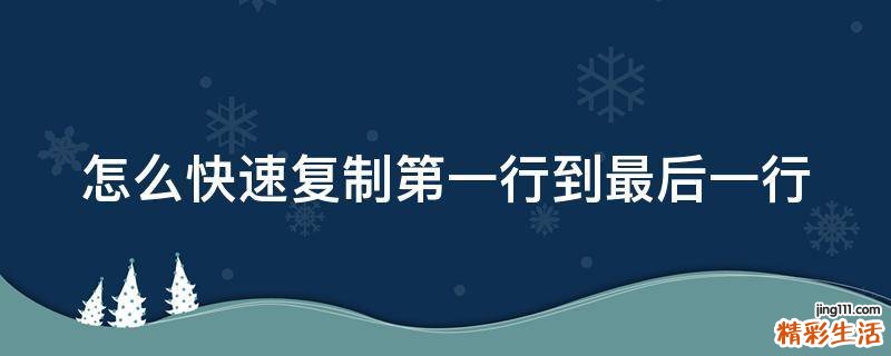 怎么快速复制第一行到最后一行