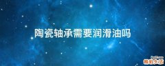 陶瓷轴承需要润滑油吗