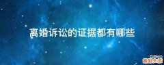 離婚訴訟的證據(jù)都有哪些