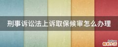刑事诉讼法上诉取保候审怎么办理