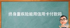终身重疾险能用信用卡付款吗