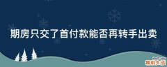 期房只交了首付款能否再转手出卖