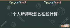 个人所得税怎么在线计算
