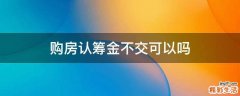 购房认筹金不交可以吗