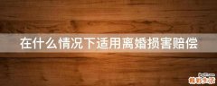 在什么情况下适用离婚损害赔偿