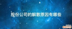 股份公司的解散原因有哪些