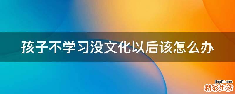 孩子不学习没文化以后该怎么办