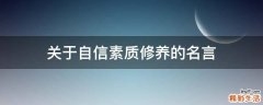 关于自信素质修养的名言