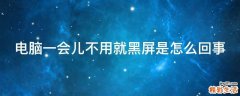 电脑一会儿不用就黑屏是怎么回事