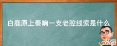 白鹿原上奏响一支老腔线索是什么