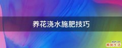 養(yǎng)花澆水施肥技巧
