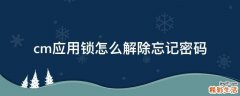 cm应用锁怎么解除忘记密码