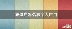 集體戶怎么轉個人戶口