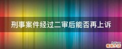 刑事案件经过二审后能否再上诉