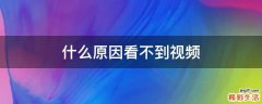 什么原因看不到視頻