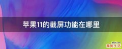苹果11的截屏功能在哪里