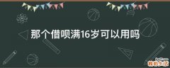 那个借呗满16岁可以用吗