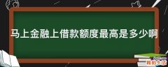 马上金融上借款额度最高是多少啊