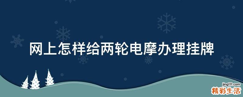 网上怎样给两轮电摩办理挂牌