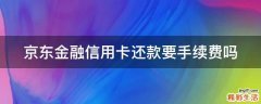 京东金融信用卡还款要手续费吗
