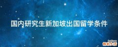 国内研究生新加坡出国留学条件