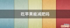 吃苹果能减肥吗