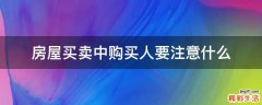 房屋买卖中购买人要注意什么