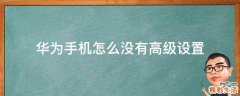 华为手机怎么没有高级设置