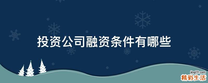 投資公司融資條件有哪些