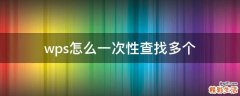 wps怎么一次性查找多个