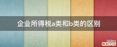 企业所得税a类和b类的区别
