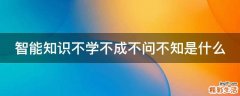 智能知識不學不成不問不知是什么