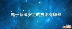 屬于系統(tǒng)安全的技術(shù)有哪些