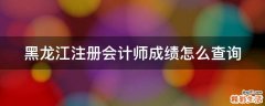 黑龙江注册会计师成绩怎么查询