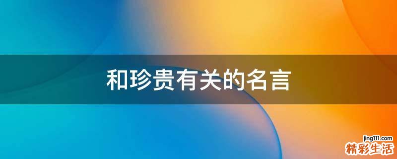 和珍贵有关的名言
