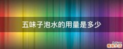 五味子泡水的用量是多少