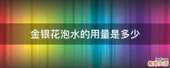金银花泡水的用量是多少