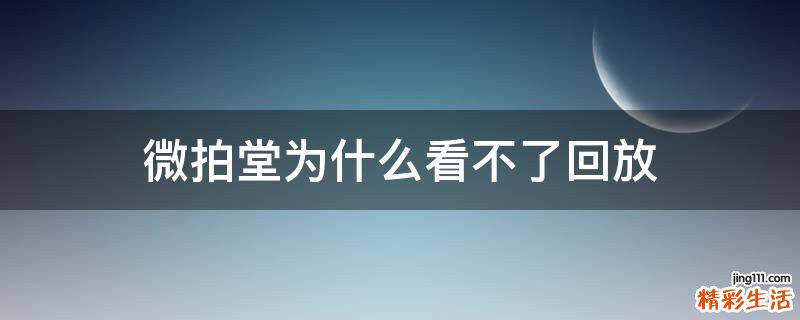 微拍堂为什么看不了回放