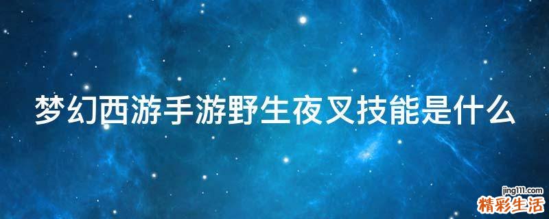 梦幻西游手游野生夜叉技能是什么