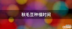 秋毛豆种植时间