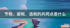 节税、避税、逃税的共同点是什么