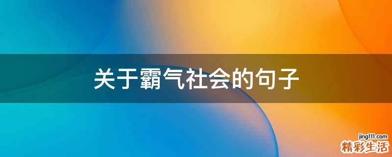 关于霸气社会的句子