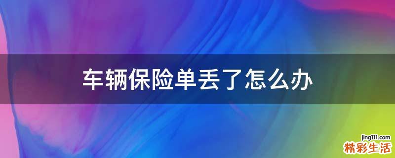 车辆保险单丢了怎么办