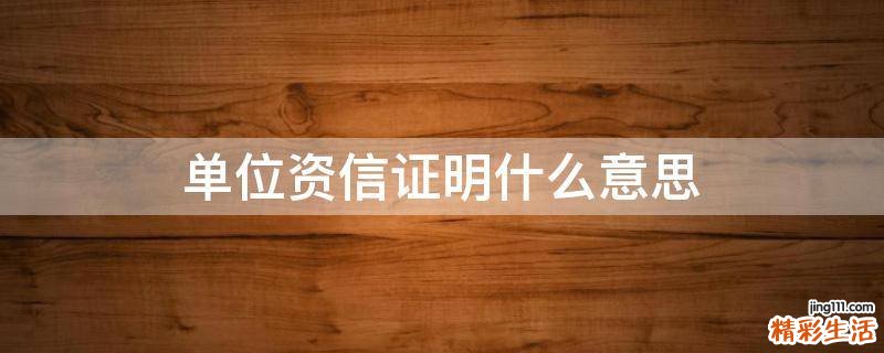 单位资信证明什么意思