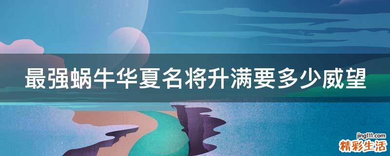 最强蜗牛华夏名将升满要多少威望