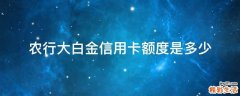 农行大白金信用卡额度是多少