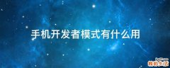 手机开发者模式有什么用