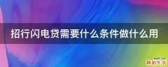 招行闪电贷需要什么条件做什么用